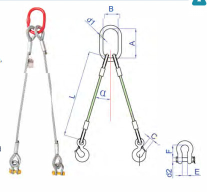 1770 MPa Steel Core Wire Rope Slings With Four Legs